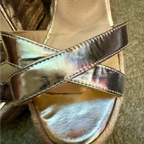 Jimmy Choo Gold/Champage Porto Platform Wedge Espadrille Sandal EU36/6 - Picture 14 of 16